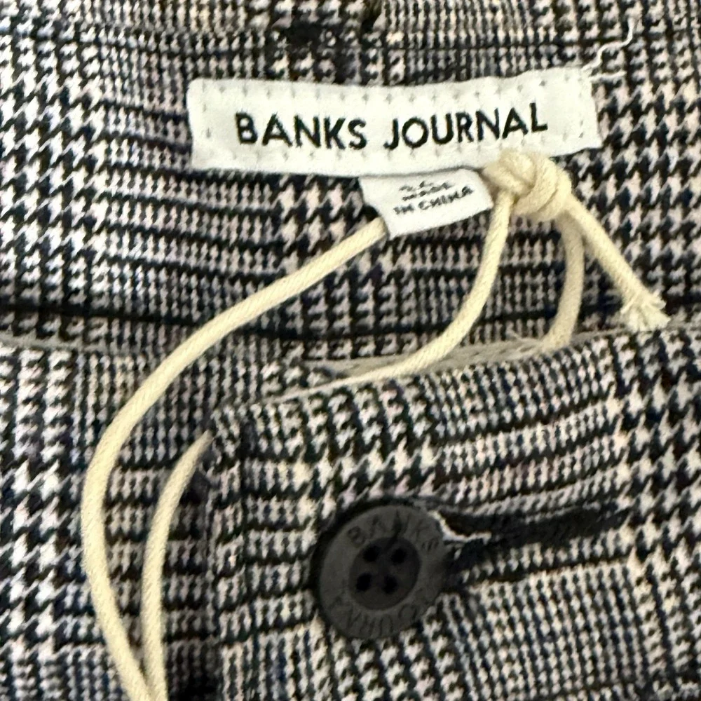 Banks Journal Men's Slim Tapered Crop Downtown Check Pant 36 Grey Plaid New